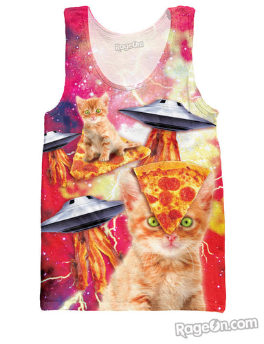 Bacon Pizza Space Cats Tank Top